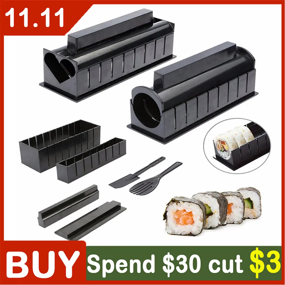 

10pcs DIY Sushi Maker Mold Rice Roller Sushi Making Kit Kitchen Sushi Tools Sushi Cooking Tools Kitchen Tools Bento Accessories