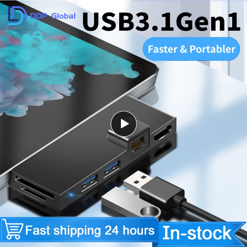 

Внешний Usb-концентратор для жесткого диска Microsoft Surface, Usb 3,1 Gen1 4k Gigabit, сетевой конвертер 6 в 1, 4k совместимый концентратор Rj45