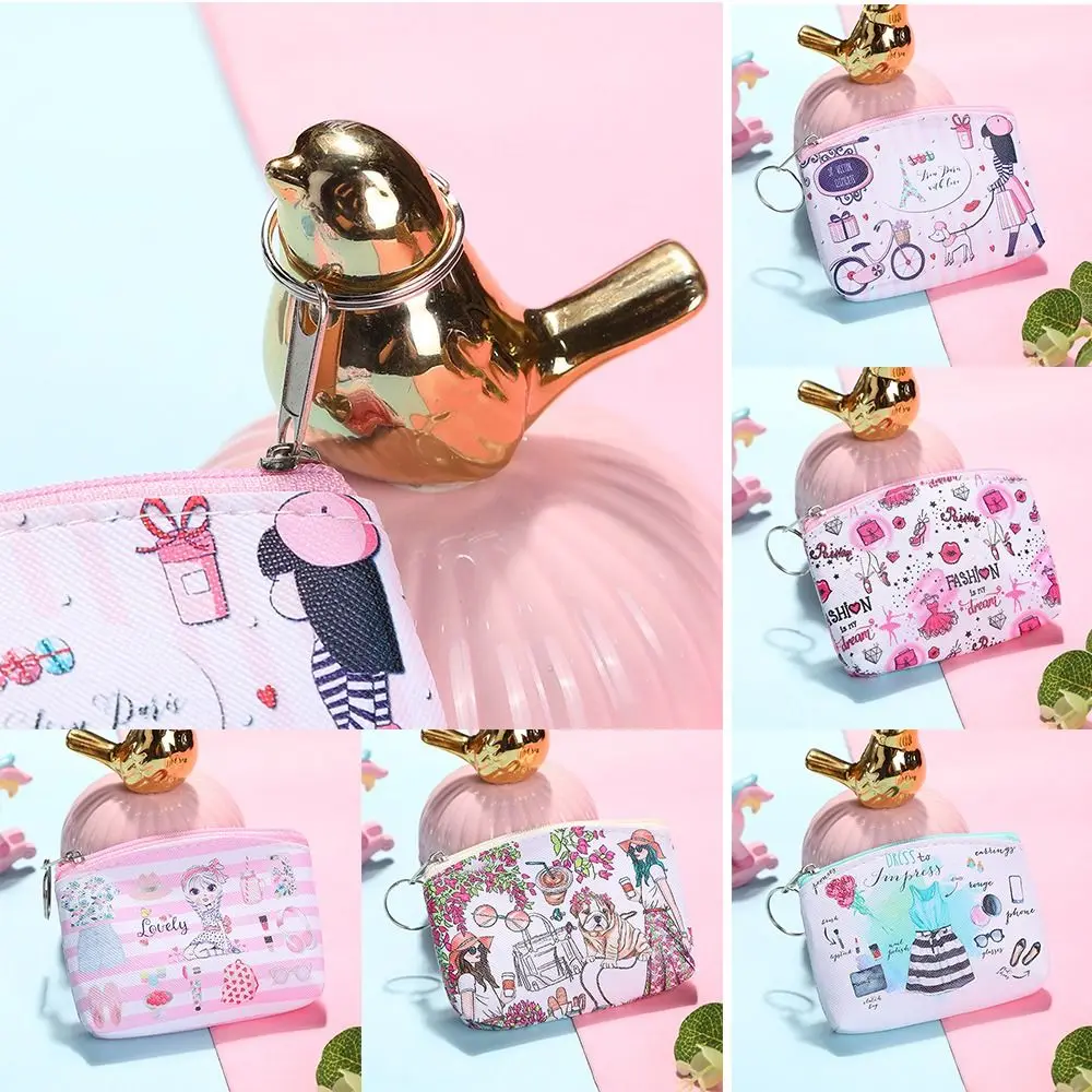 

Zipper Mini Women Coin Purses with Key Ring Small Square Lipstick Storage Bag Card Holder Outdoor