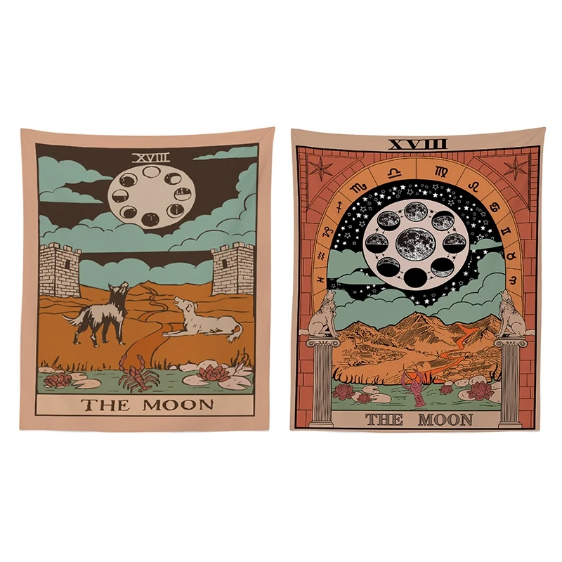 

Roman The Moon Tapestry Medieval Europe Divination Tapestry Wall Rug Wall Hanging Decoration Paintings-150X100cm
