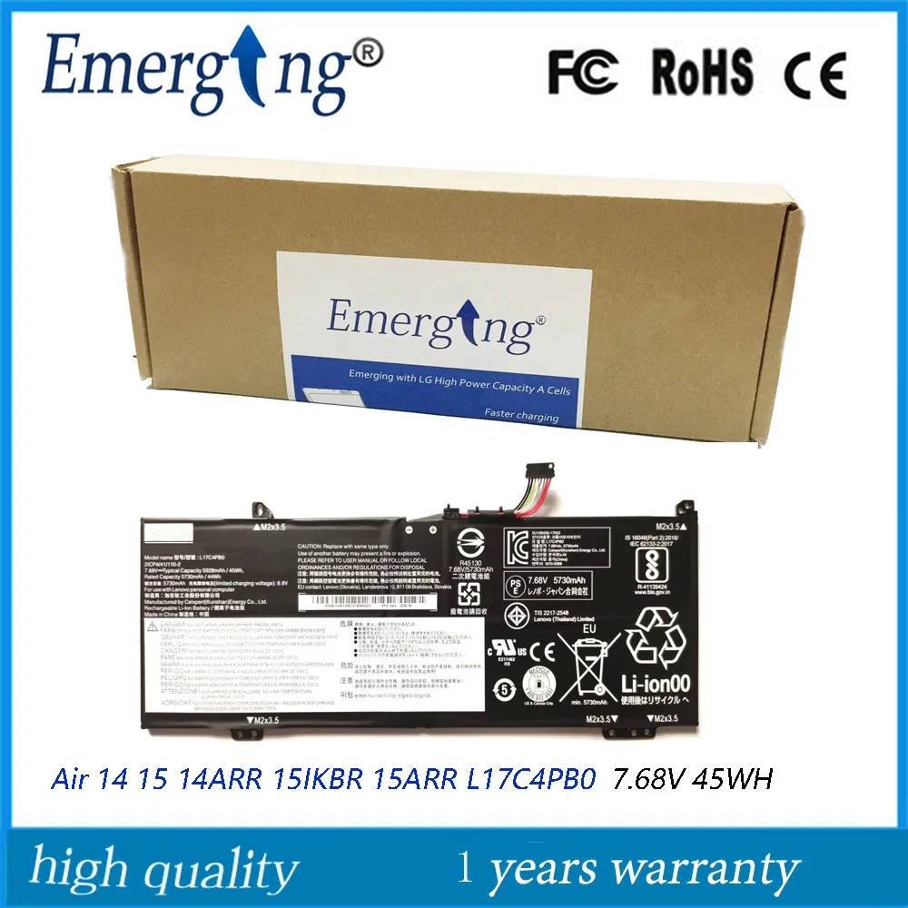 Аккумулятор L17C4PB0 для ноутбука Lenovo IdeaPad 7,68 S Yoga 530-14 XiaoXin Air 14 15 14ARR 15IKBR 15ARR L17M4PB0, 530 в, 45 Вт/ч