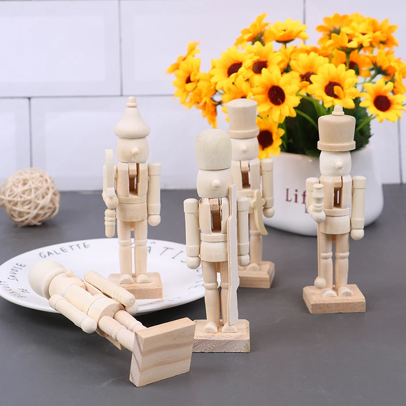 

6Pcs Wooden White Embryo Nutcracker Doll Soldier Miniature Figurines Handcraft DIY Puppet Ornaments Home Decor Toy