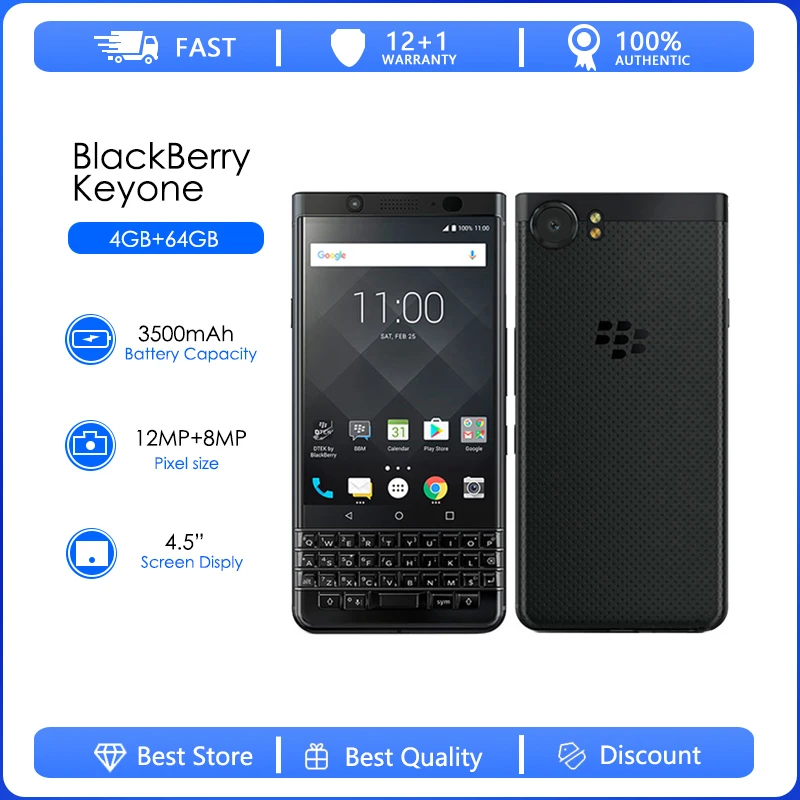 Восстановленный BlackBerry Keyone-оригинальный Восьмиядерный процессор Key1 12 МП 4,5 дюйма 3G B 4 ГБ ОЗУ 32 Гб 64 Гб ПЗУ 3G 4G LTE сотовый телефон Бесплатная доставка