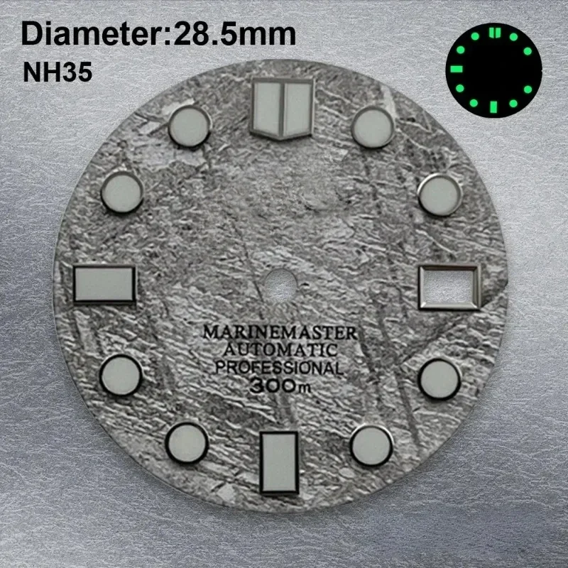 28 5 мм S метеоритный циферблат подходит для NH35/36/4R автоматический механизм сильный