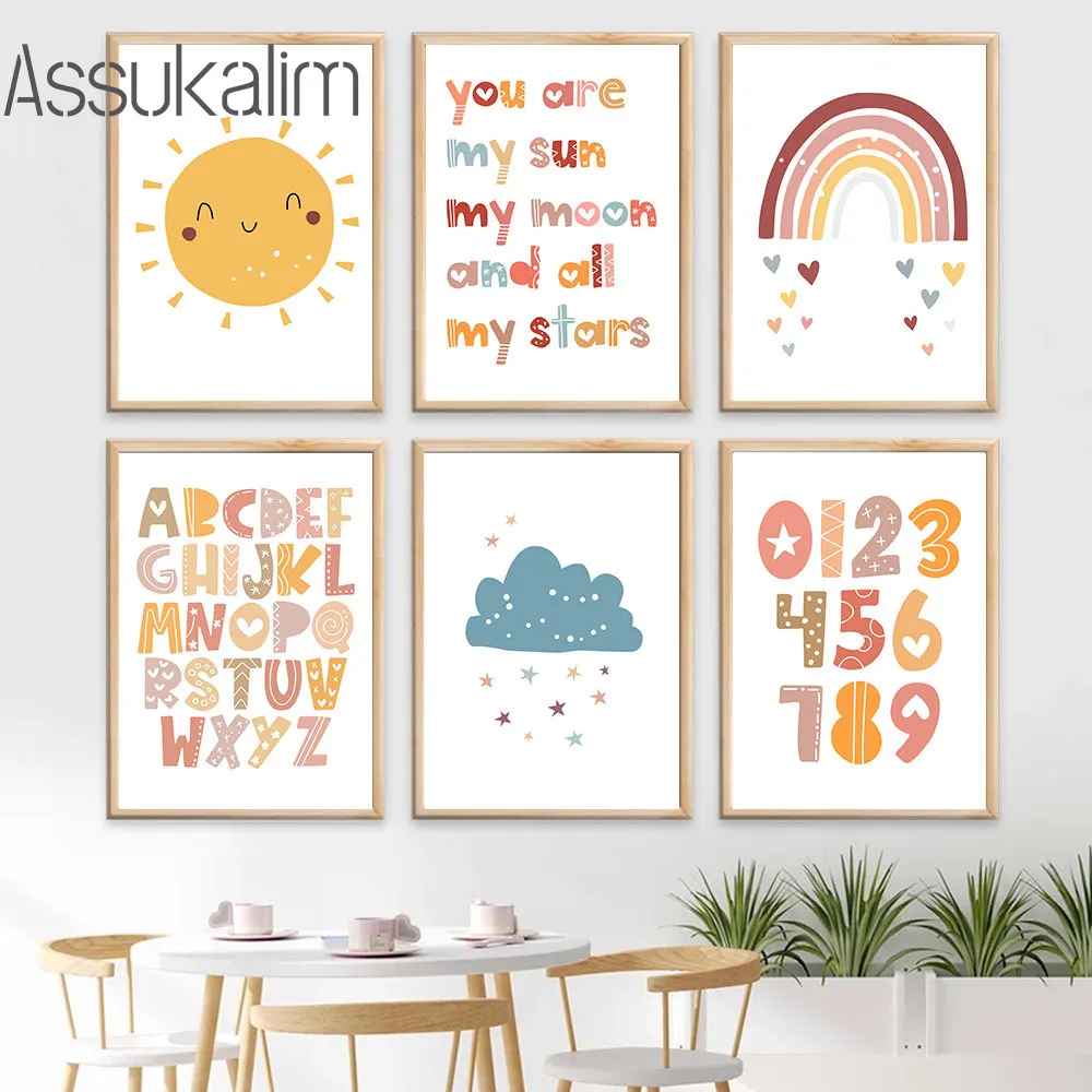 Детская Настенная картина принты солнца радуги настенные картины вдохновляющая