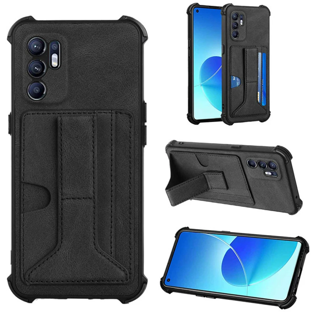 

Противоударный чехол Reno 6 4G 2021, защитный бампер для камеры, задняя крышка для OPPO Reno 6 Pro, кожаный чехол с отделением для карт, чехол Reno6, чехлы