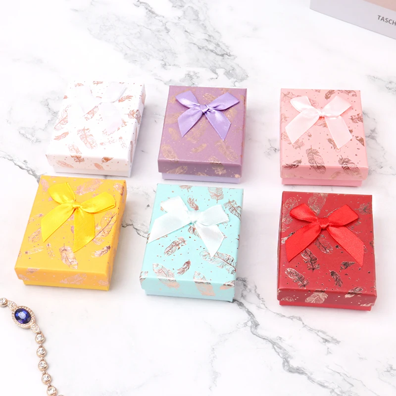 TONVIC Square Cardboard Ring Boxes Jewelry Organizer Party Gift Box With Sponge Inside 7X9X3cm Wholesale