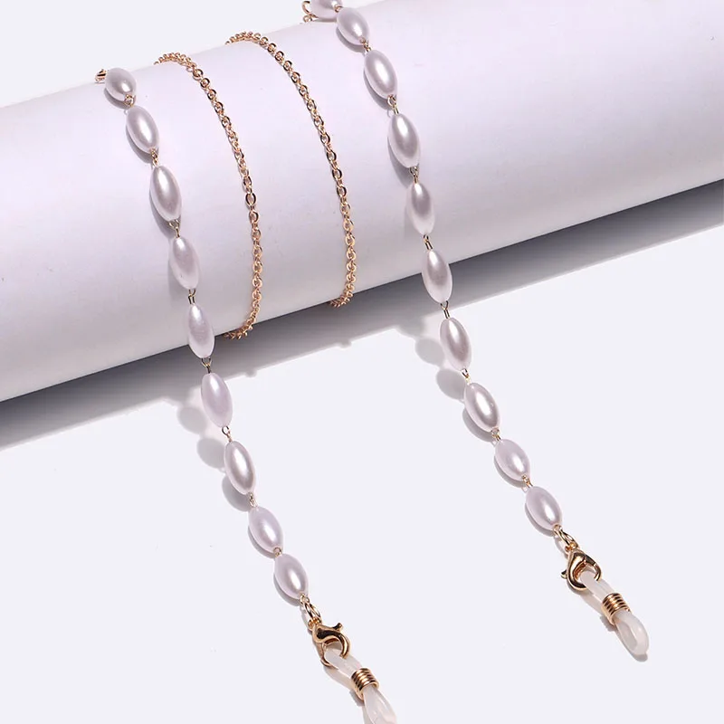

New Imitation Pearls Gold Color Glasses Chain Necklace Sunglasses Anti-lost Anti-drop Glasses Rope Eye Lanyard