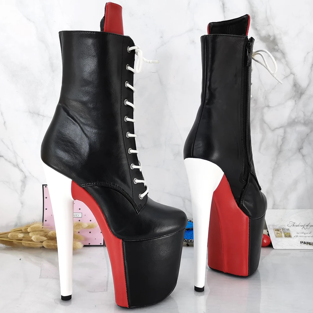 Leecabe  20CM/8inches Colorful Materials covered High Heel platform  closed toe Pole Dance boots