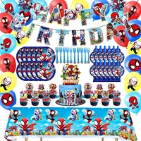 disney spiderman boys birthday party tableware paper cup plate napkin banner cake topper ballon for kids baby shower decoration