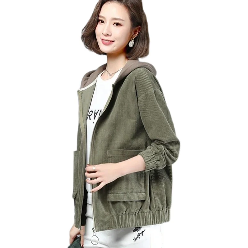 Вельветовое короткое пальто на флисовой подкладке для среднего и пожилого