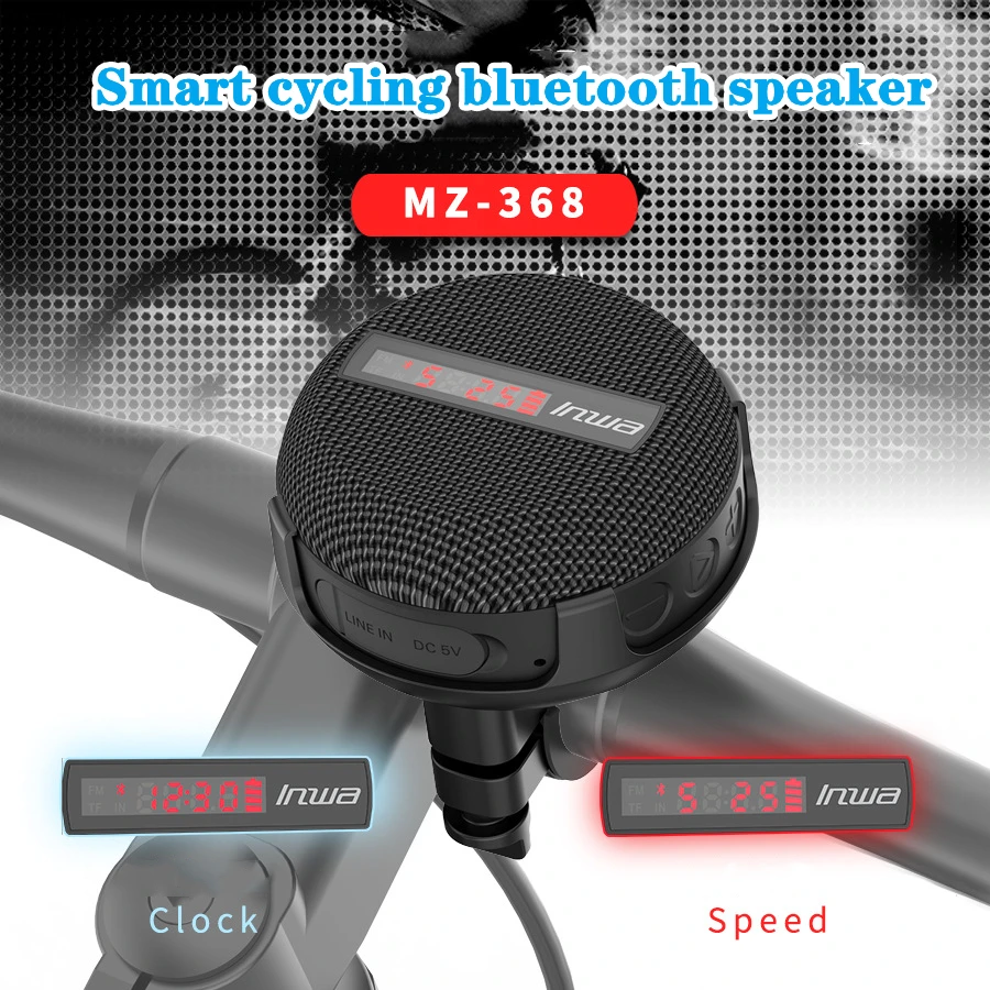 Wireless cycling bicycle bluetooth speaker outdoor smart LED digital display portable waterproof subwoofer hands-free/TF card images - 6