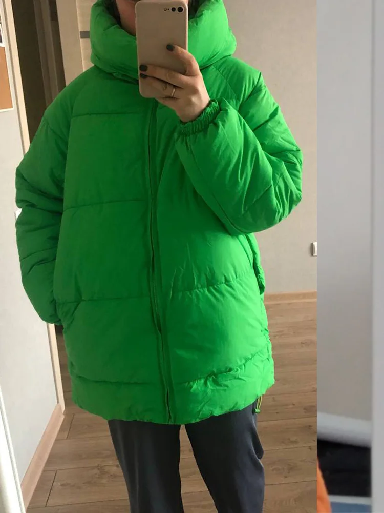 Women's Winter Jacket Green Parkas Hooded Quilted Coat Woman With Hoodies Thick Warm Women Mujer | Женская одежда