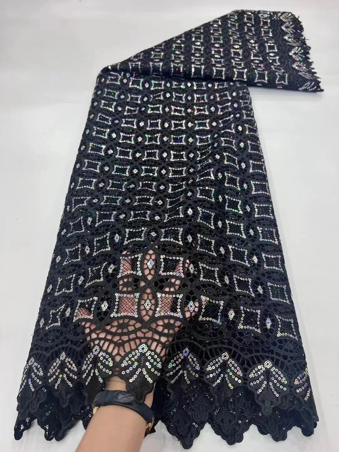 

Модная Высококачественная африканская кружевная ткань из гипюра с блестками