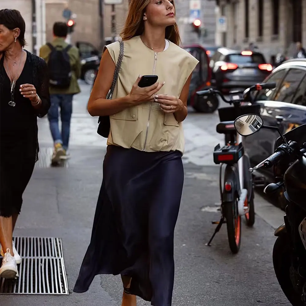 Модный женский Свободный жилет DUOPERI без рукавов с круглым вырезом женские