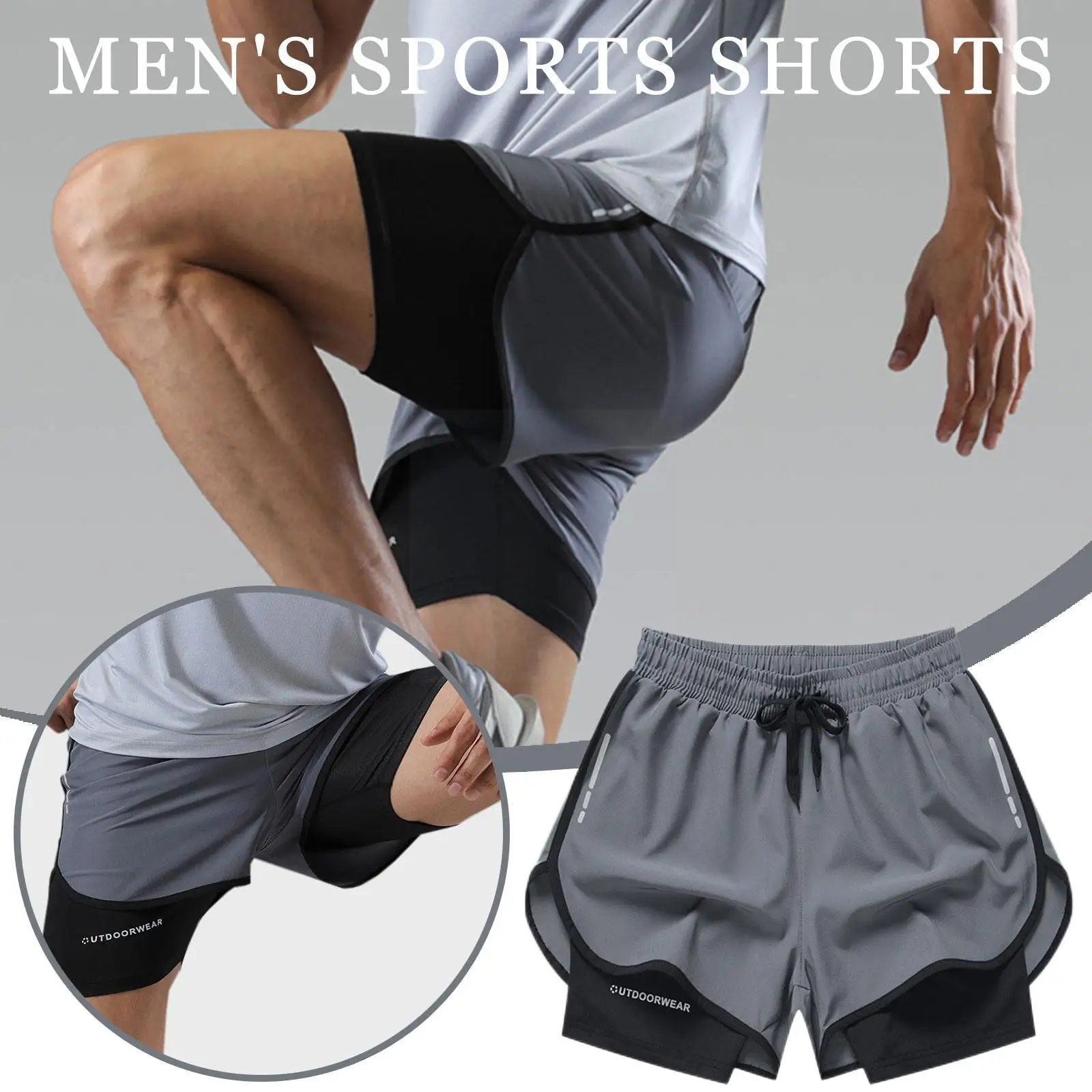 

New Running Shorts Men Fitness Training Sports Shorts Double Men Summer Jogging Breathable Quick Shorts Workout Deck Sport J9X8
