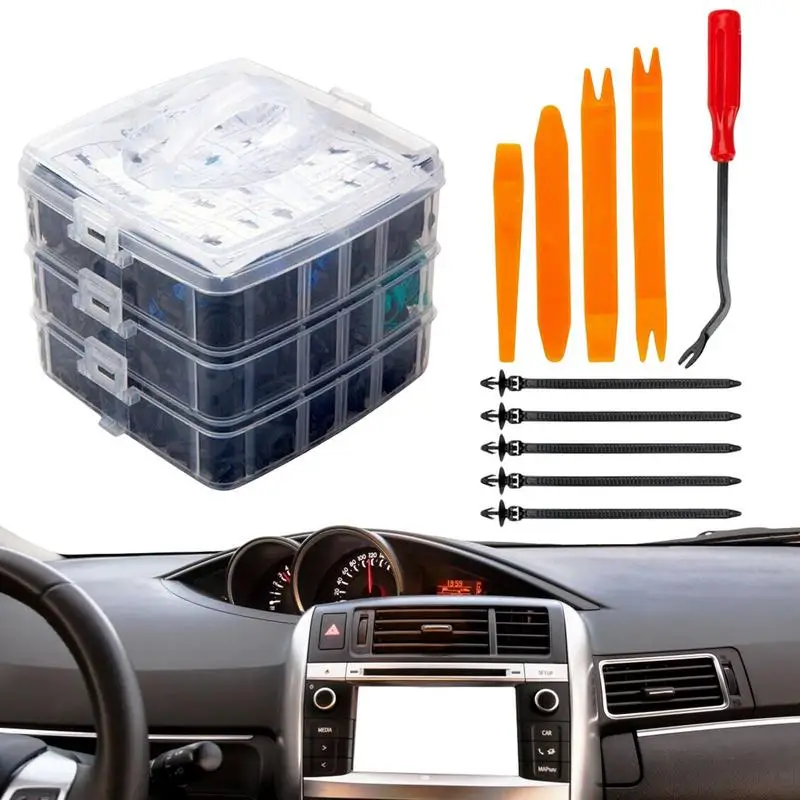 

Автомобильный зажим с нажимным штифтом, 635 шт., заклепки для бампера, панели, ассорти с контейнером для хранения, приспособление для снятия элементов, для двери автомобильной панели