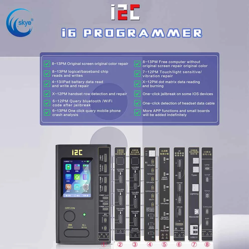 

I2c I6 Programmer Original LCD Screen Original Color Function Repair Read and Write IPhone 12/Pro/Max Face ID Battery Data