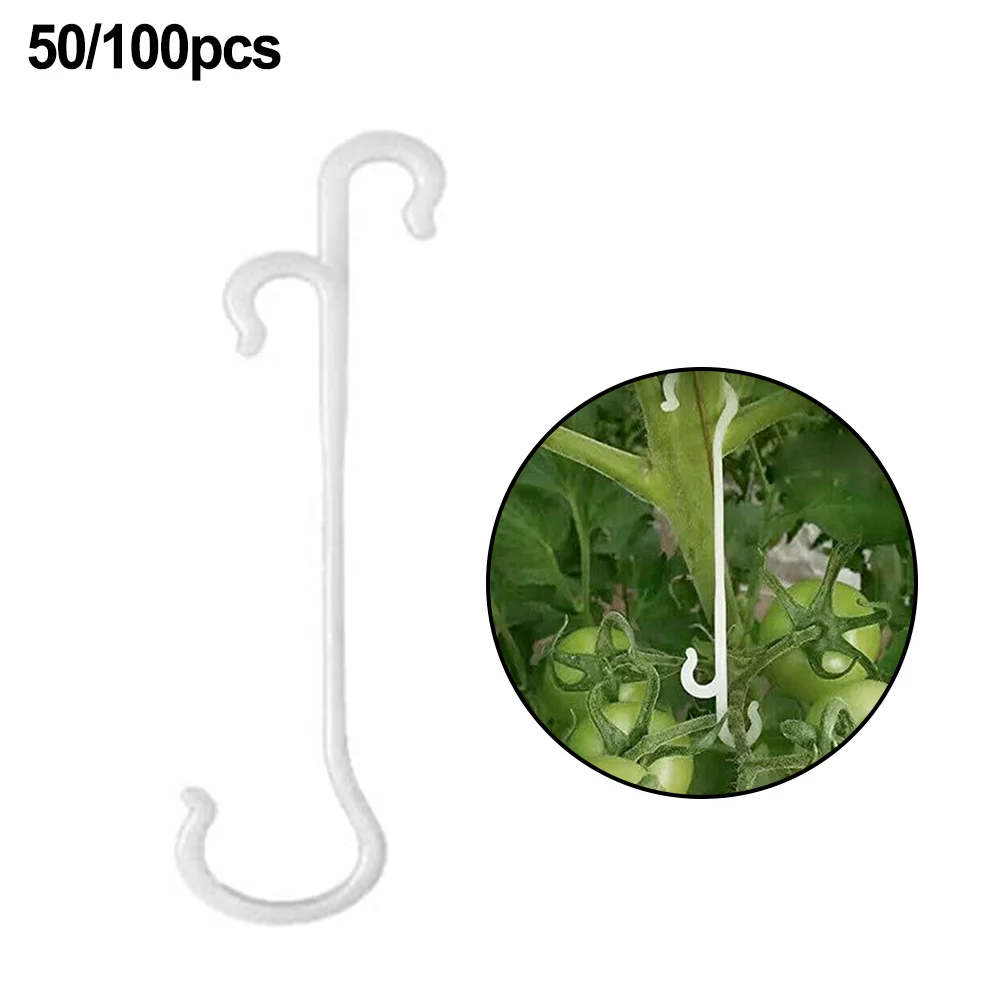 

50/100Pcs 13CM Tomato Support J Hooks Plant Support Vegetable Clips To Prevent Tomatoes Fruit Cluster From Pinching Or Falling