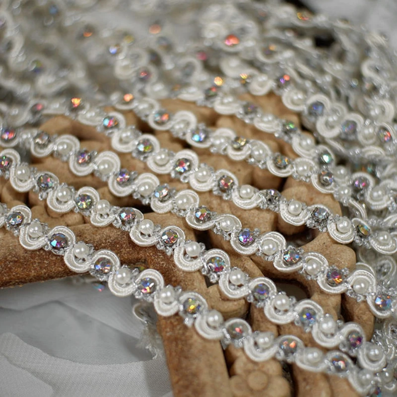 Лента с кружевной отделкой из белого жемчуга и бисера африканская ткань для