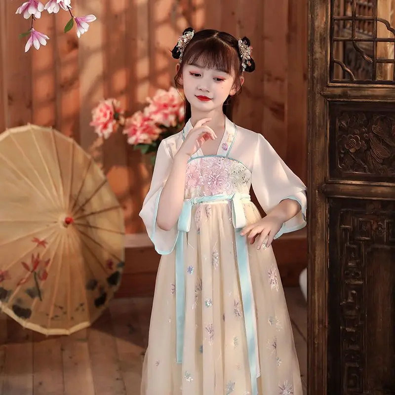 

Children's Cute Embroidered Dress Costume Hanfu Chinese Princess Dress Japanese and Korean Childrens Costumes Girls Tang 2023