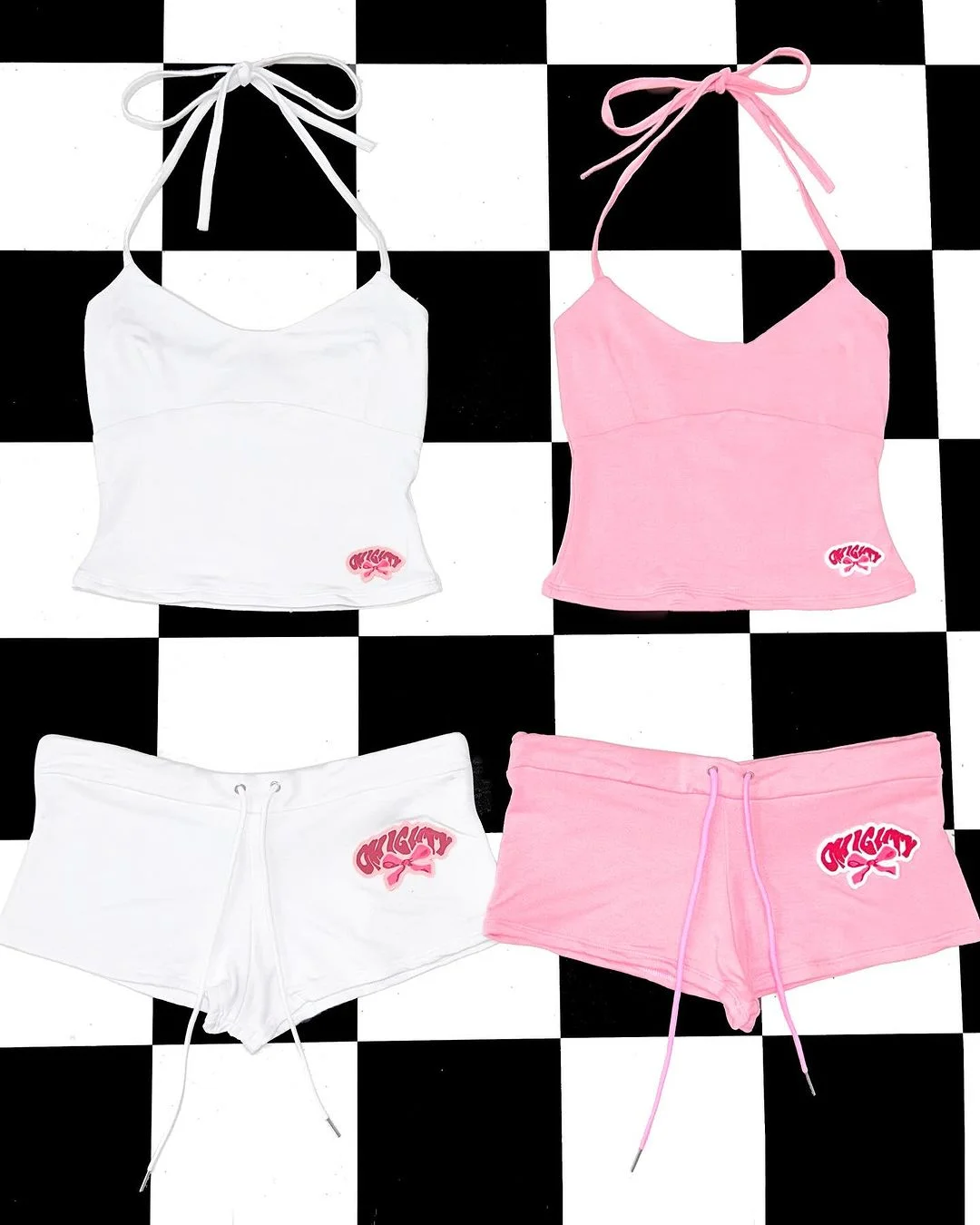 Женский эстетический комплект майки и шорт Emo Girl Camisole Top Crop Vintage Corset Tank Baby Tee Punk Y2k