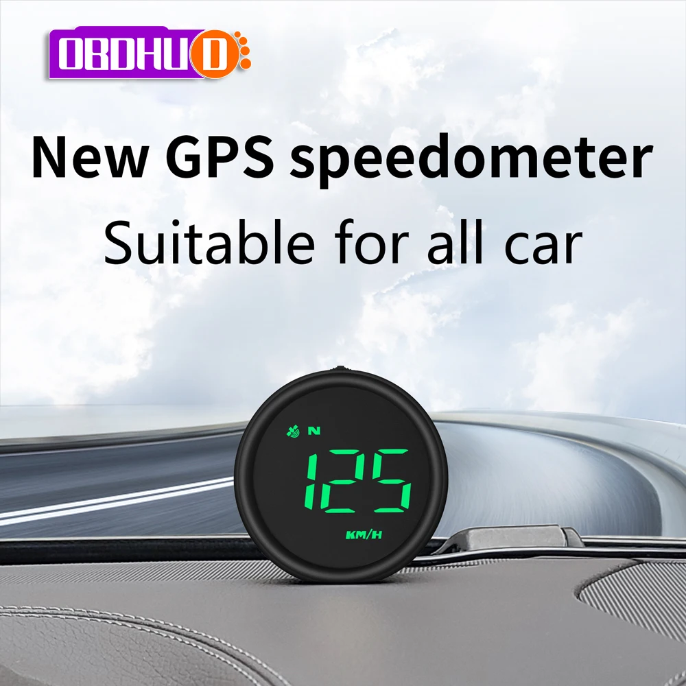 

Автомобильный HUD-измеритель скорости OBDHUD, GPS, цифровой индикатор скорости