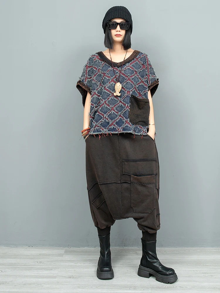 Женский Осенний модный костюм в стиле ретро с эффектом потертости жилет без