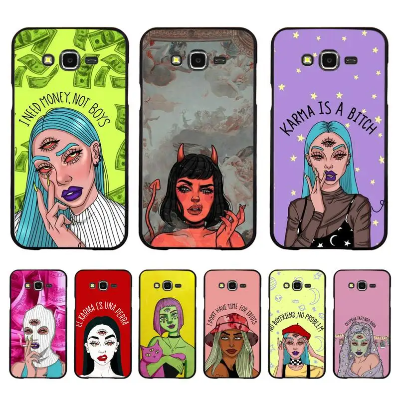 

Aesthetic Devil Woman Bad girl Painted Phone Case For Samsung Galaxy J4plus J6 J5 J72016 J7prime cover for J7Core J6plus