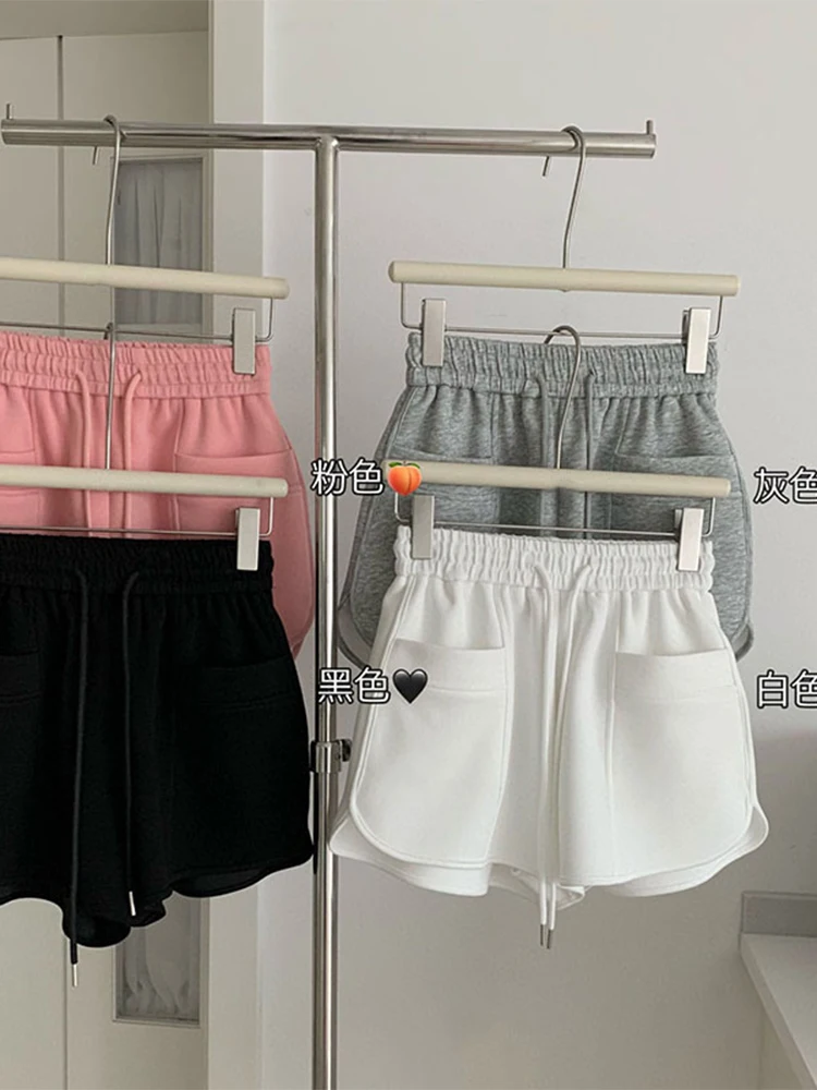 

Шорты женские однотонные с широкими штанинами, свободные эластичные с завышенной талией, удобные повседневные спортивные короткие модные уличные, на лето