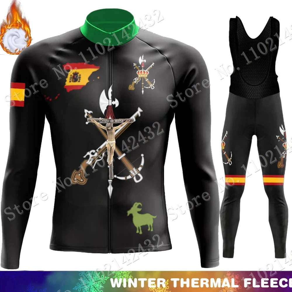 

Legion Espana Cycling Jersey 2022 Set Long Sleeve Winter Fleece Clothing Bike Shirts Suit Bicycle Bib Pants MTB Wear Maillot