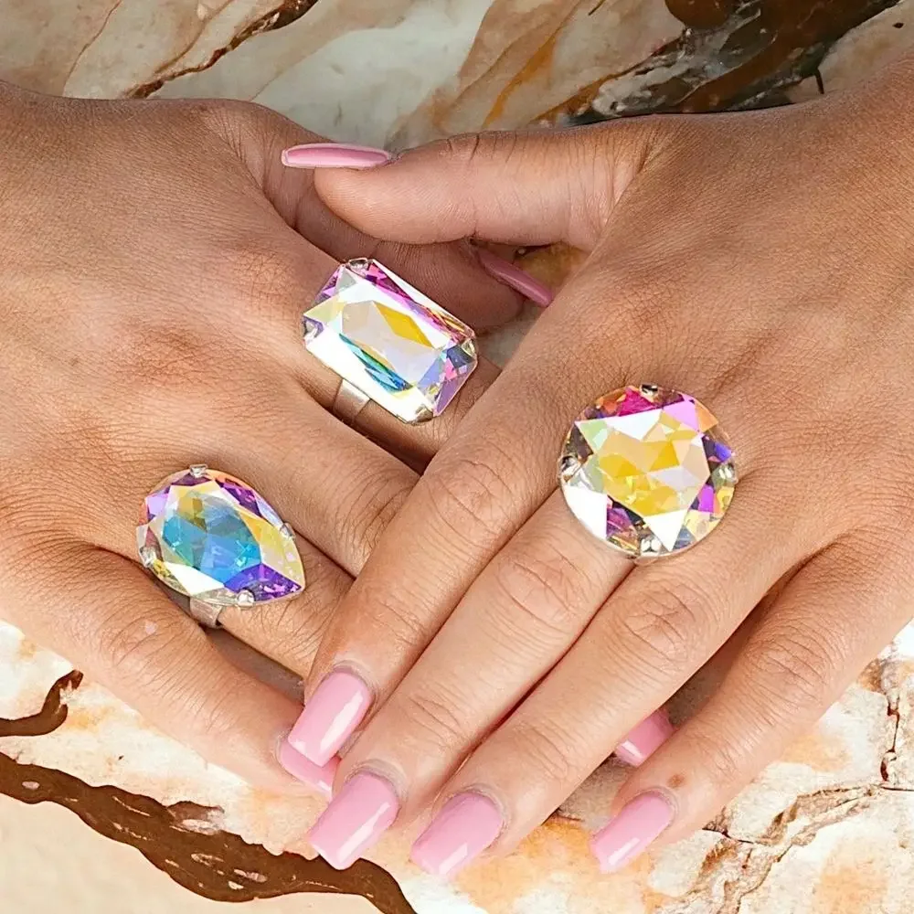 Модный простой комплект из 3 частей кольца с геометрическим рисунком для