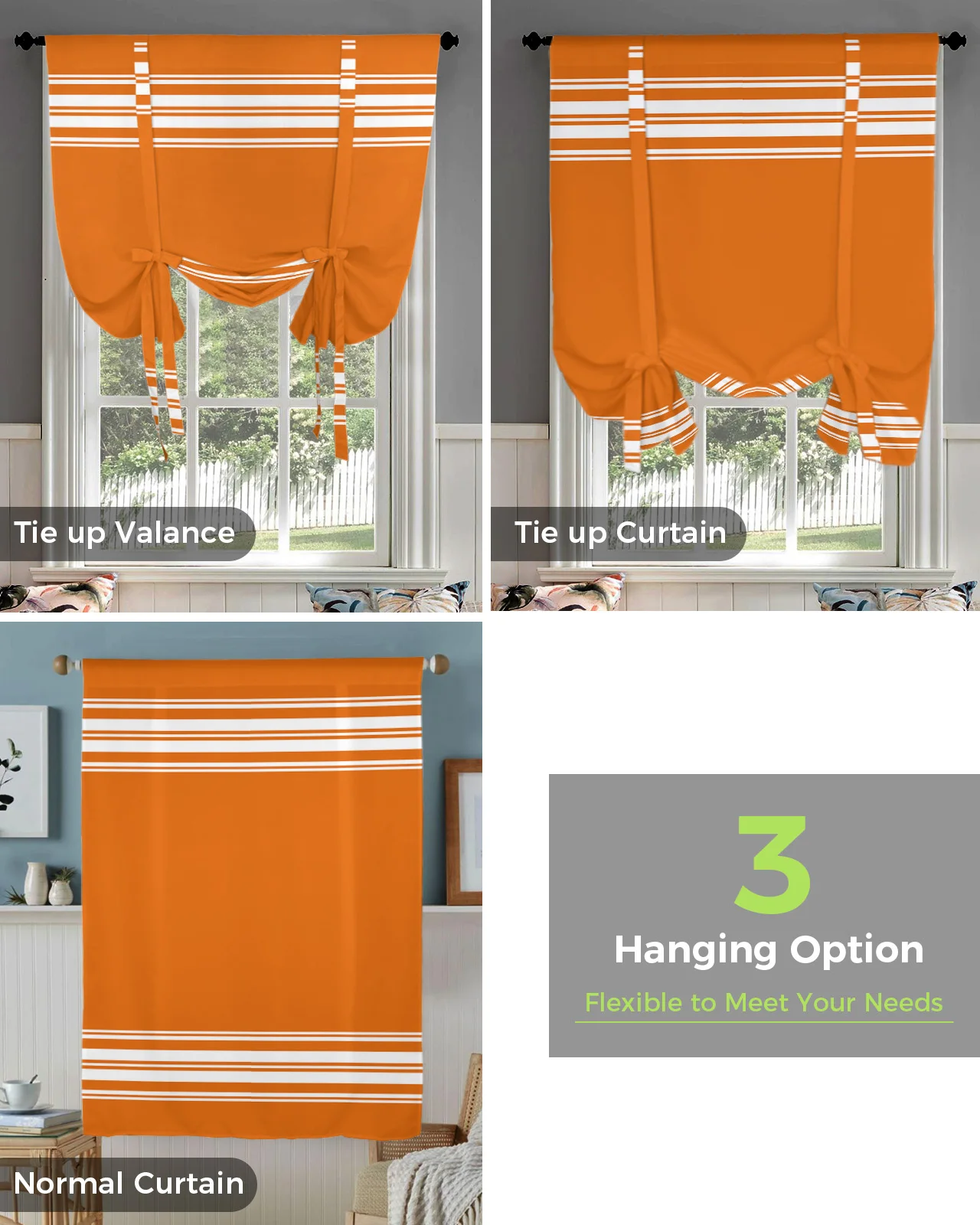 Занавески на окна для кухни в оранжевую полоску карманные шторы дома маленькие