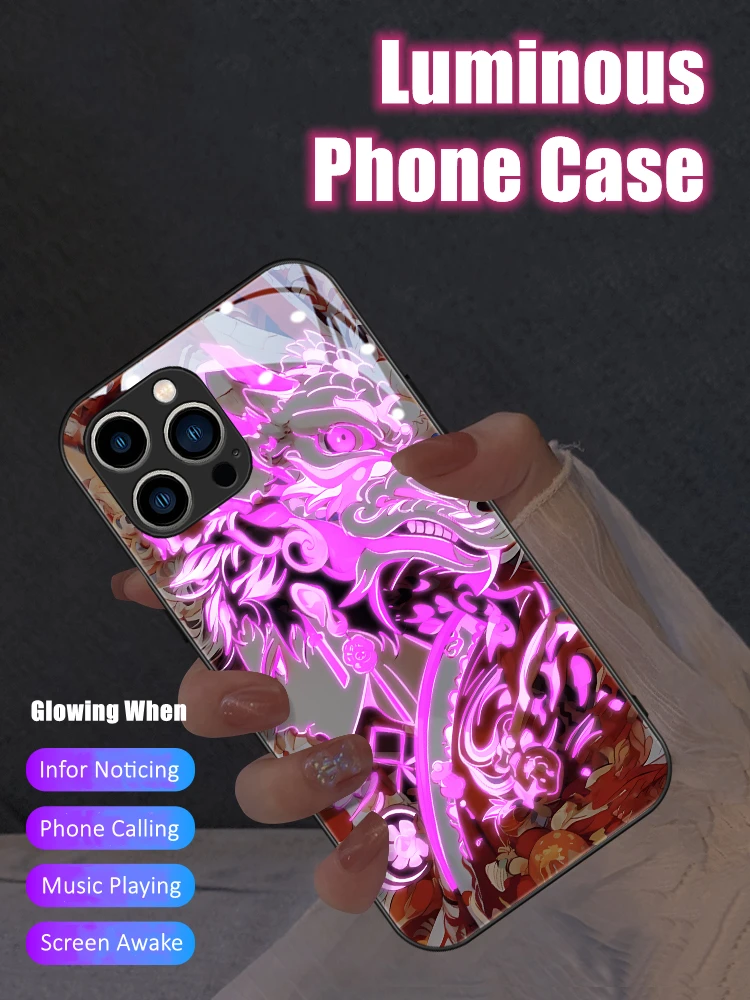 

Traditional Style LED Light Glowing Luminous Phone Case Birthday Gift for Huawei P40 P50 P60 Mate 30 40 50 Nova 8 9 10 Pro Plus