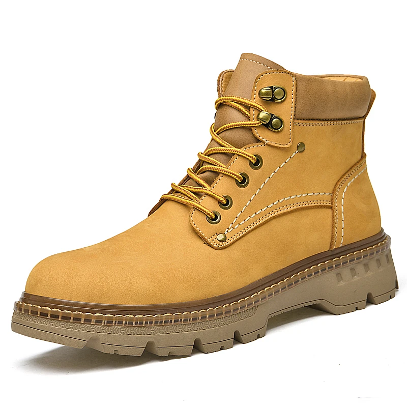 

2022 New Trend Working Boots For Mens Genuine Leather Cowboy Boots Mens Brand Casual Shoes For Male Brand Military Combat Boots