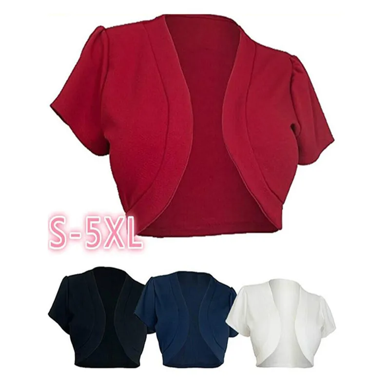 

2023 Fashion Short Sleeve Cropped Jacket Women Bolero Shrug Open Stitch Jacekt Cardigans Lady Slim Outerwear Coats For Ladies