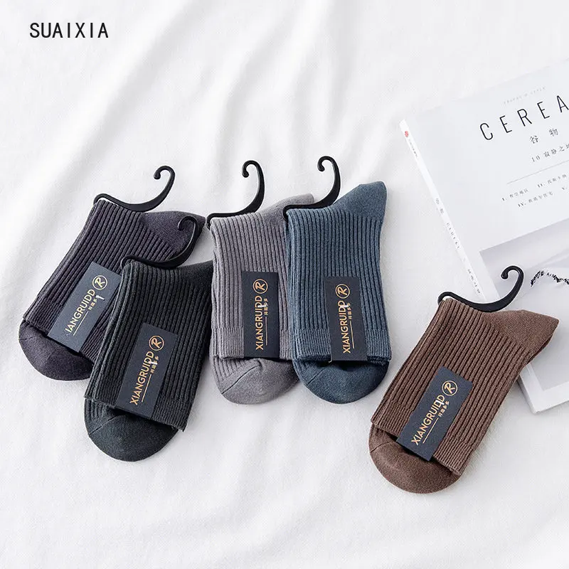 

Men's Mid Tube Pure Cotton Socks 45g Spring and Autumn Casual Double Needle Cotton Socks New All Cotton Men's Socks