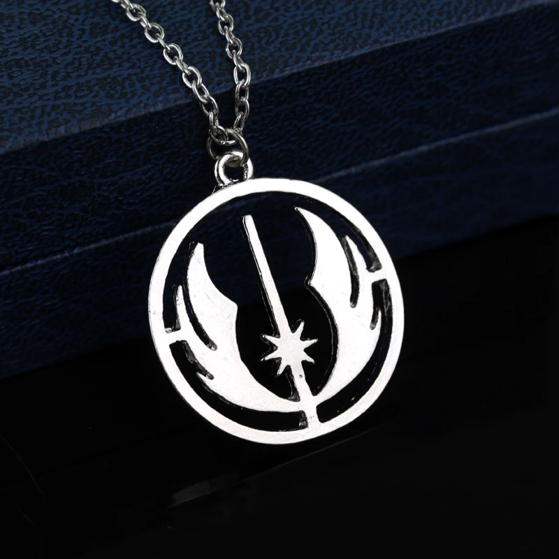 

Star Wars Necklace Jedi Order Symbol Logo Emblem Silver Color Pendant Fashion Movie Jewelry For Men Women