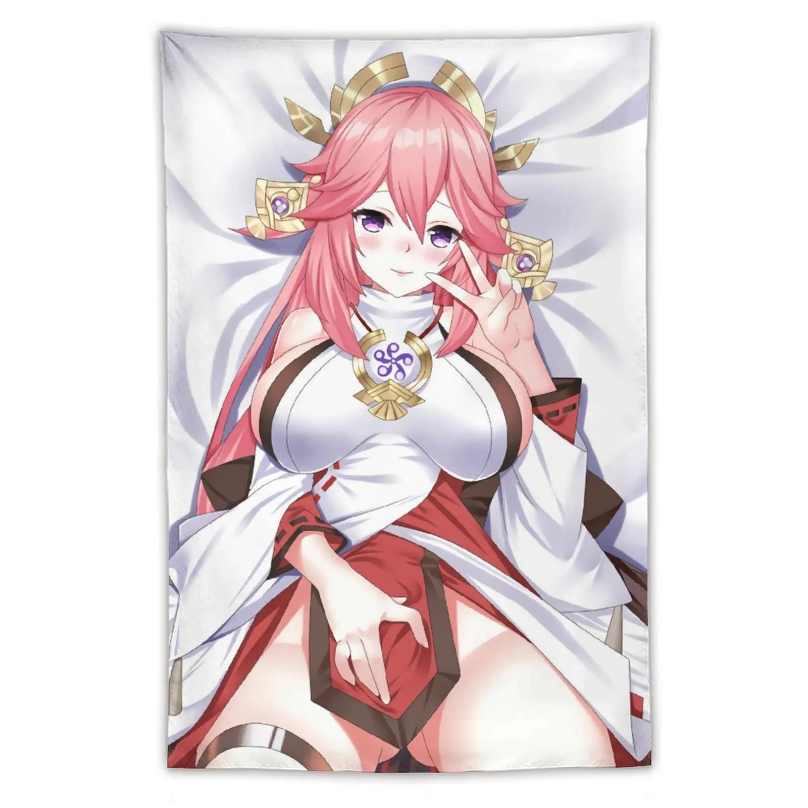 

22733-Genshin Impact Yae Miko-1 Anime Tapestry Wall Art Poster Home Tapestries Bedroom Decor