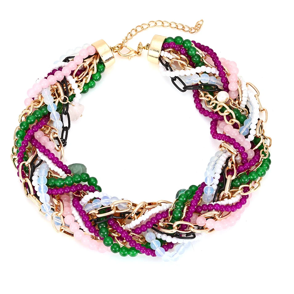

Bohemia Multilayer Winding Party Necklace for Woman Exaggerated Handmade Weaving Necklace Jewelry