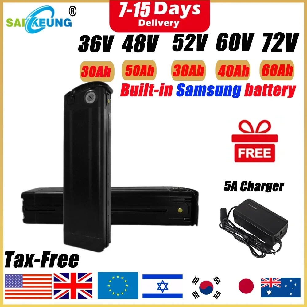 Аккумулятор для электровелосипеда 36v48v 52v60v72v SilverFish 48 В 36 13 Ач Duotts S26 20ah 24 30ah40ah50ah60ah