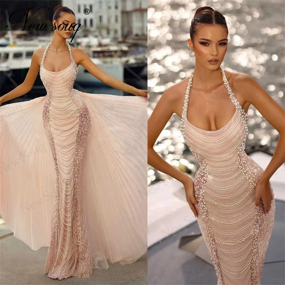 Дубай Вечерние платья на тонких бретельках Haute Couture Русалка Жемчуг Обручальное