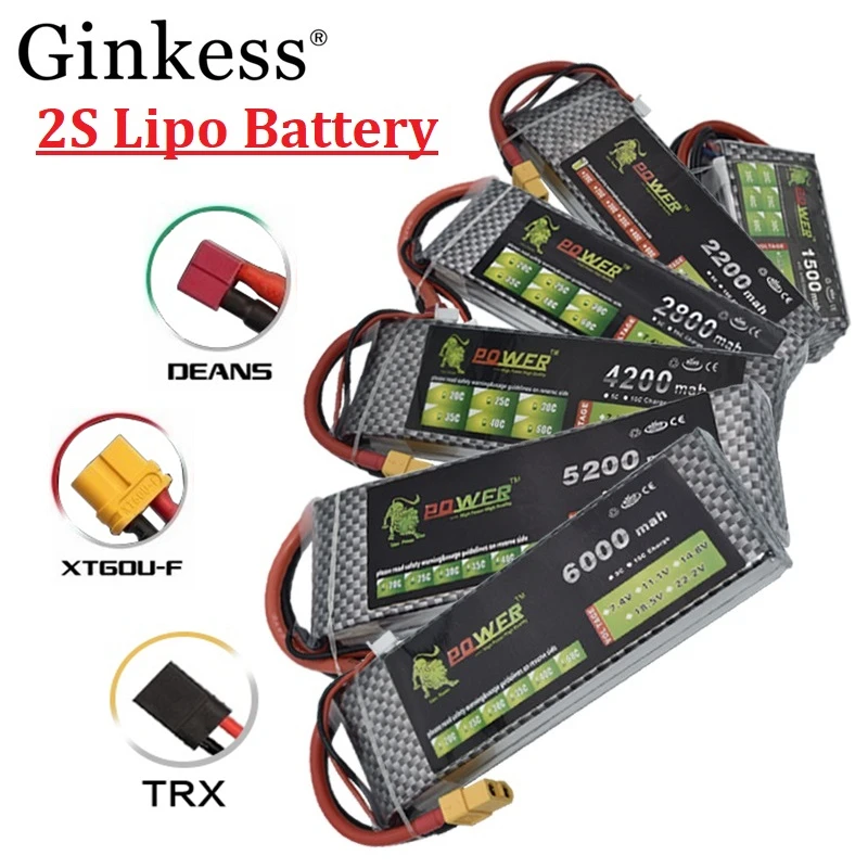 

Литий-Полимерный Аккумулятор 7,4 В, 2S 7,4 в 1500/2200/2800/3300/4200/5200/6000 мАч