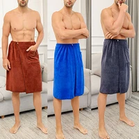 soft fashion microfiber man wearable bath towel with pocket magic swimming beach towel blanket solid color household products