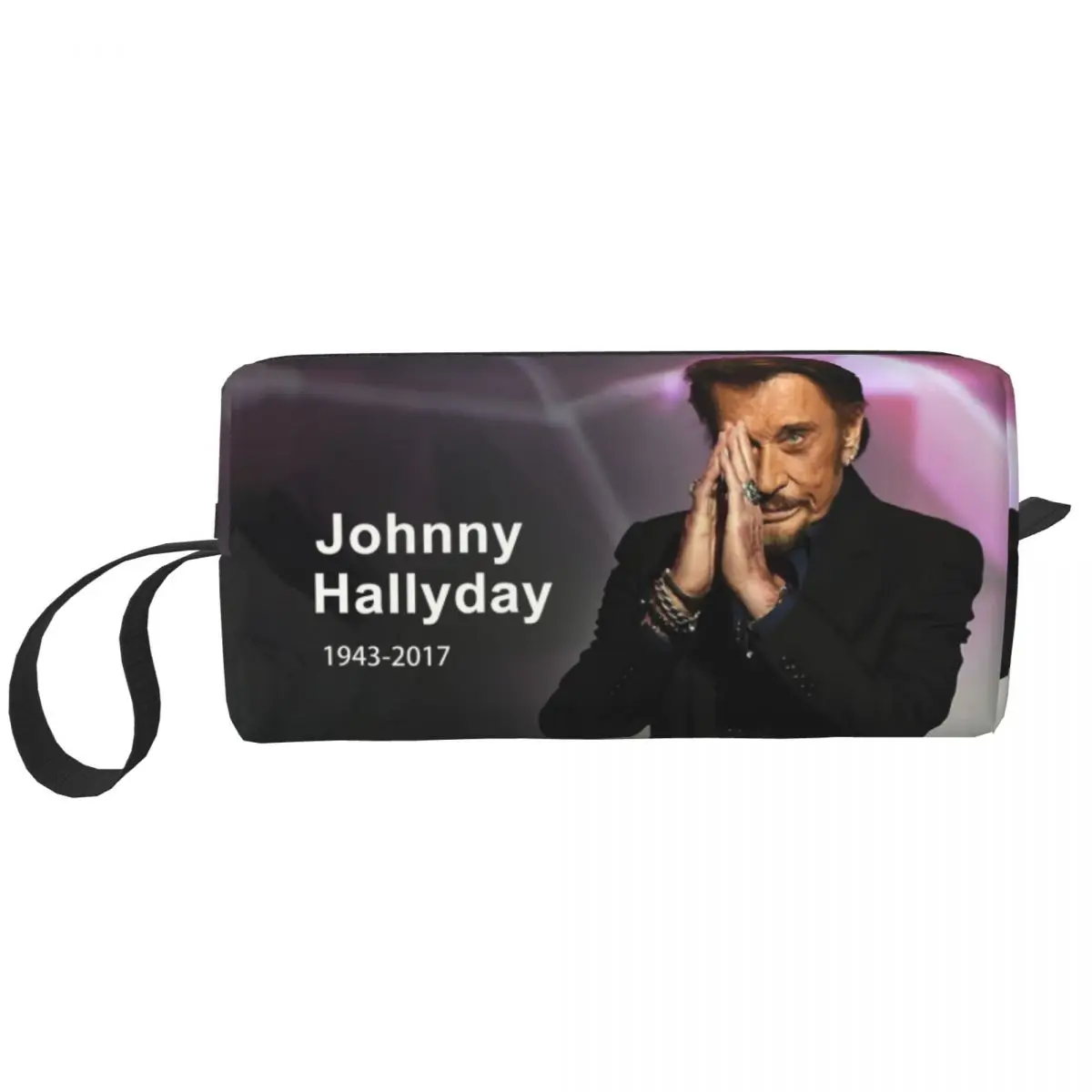 

Rock Johnny Hallyday Cosmetic Bag Big Capacity French Singer Music Makeup Case Beauty Storage Toiletry Bags Dopp Kit Box Case