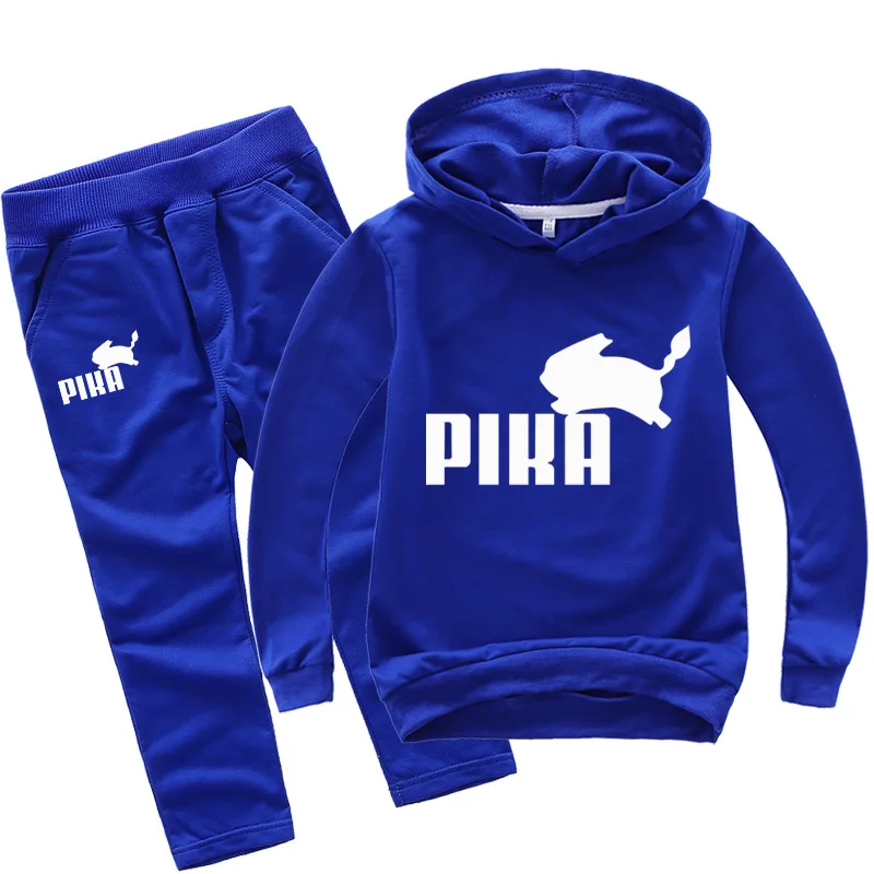 New Fashion Lovely Squirrel Hoodie Kids Anime Logo Print Boys Hoodies Jogging Pants 2pcs Set Girls Sweatshirts Children Clothing