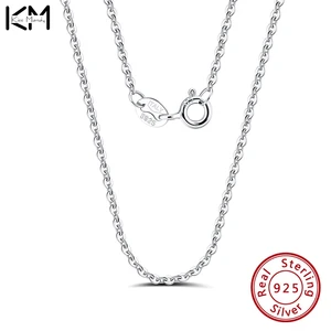 KISS MANDY Genuine 100% 925 Sterling Silver O Cross Chain Necklace Women Girls16-20inch Jewelry kolye collares collier SC20