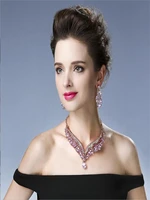 outstanding short clavicle chain earrings rhinestone necklace set high grade alloy jewelry accessories for woman