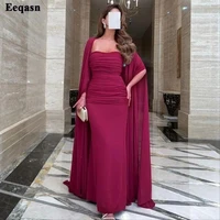 eeqasn chiffon mermaid evening dresses 2 pieces long jacket strapless saudi arabic women event formal party prom dress plus size
