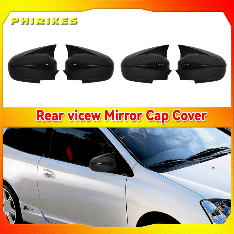 

Side Glass Mirror Cover Trim Frame Side Mirror Caps for Honda Civic 2004 2005 Car Carbon Fiber Ox Horn Rearview